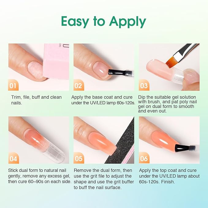 ROSALIND 8PCS Poly Nail Gel Kit with Mini Nail Lamp Clear Nude Poly Nails Gel Kit Starter Kit Nude Pink Nail Extensions Gel Set-VivaGrace Women