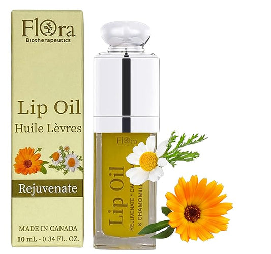 Flora Calendula & Chamomile Lip Oil | Organic, Plant-Based | Rejuvenate | 10 ml | Made in Canada-VivaGrace Women
