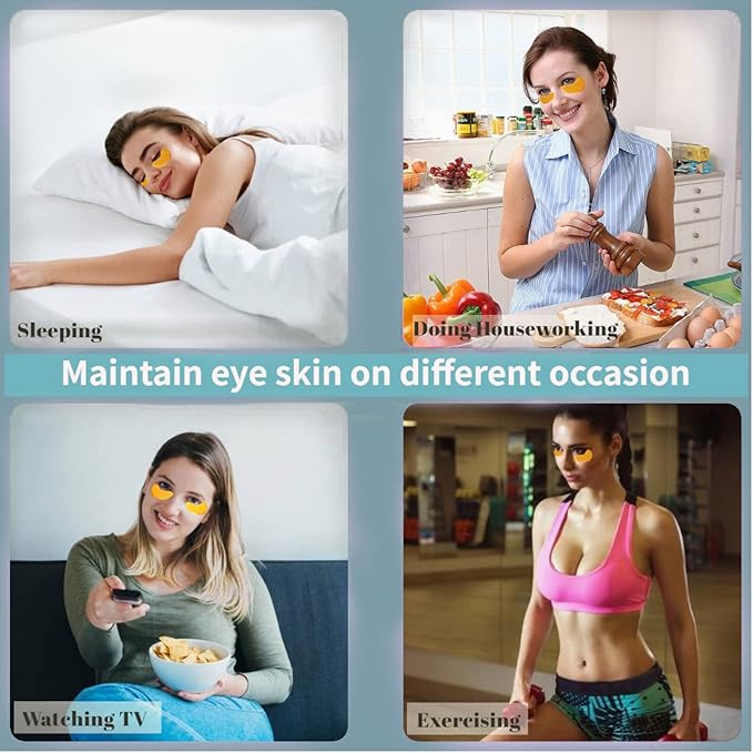 Golden Under Eye Patches for Puffy Eyes & Eye Bags & Wrinkles, Under Eye Patches for Dark Circles,Collagen for Eye Bags, Under Eye Collagen Patches-VivaGrace Women