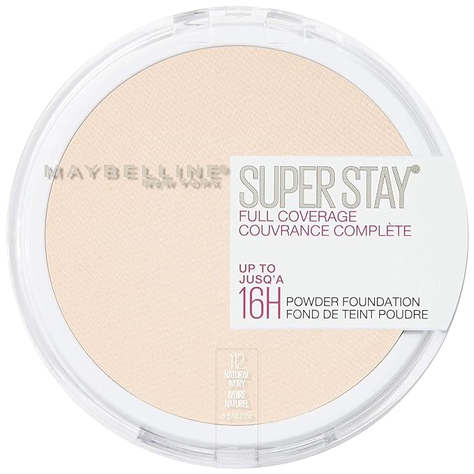 Maybelline Super Stay Full Coverage Powder Foundation Makeup, Up to 16 Hour Wear, Soft, Creamy Matte Foundation, Natural Ivory, 1 Count-VivaGrace Women