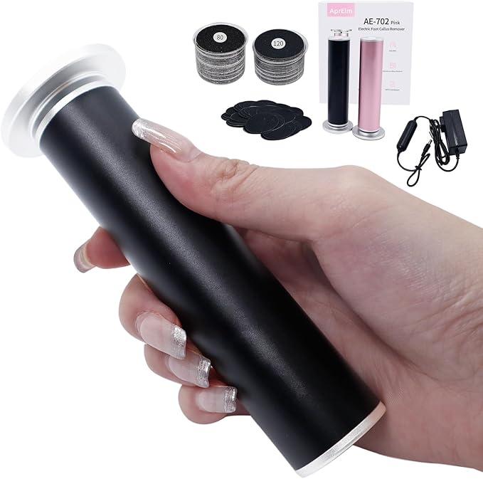 4.8IN Longer Electric Foot Callus Remover with 80pcs Sandpaper Discs, Professional Aluminum Callus Remover for Feet, Stepless Speed Control Pedicure Tools for Dead Skin (Black)-VivaGrace Women