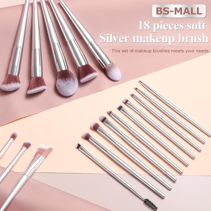 BS-MALL Makeup Brush Set 18 Pcs Premium Synthetic Foundation Powder Concealers Eye shadows Blush Makeup Brushes with black case-VivaGrace Women