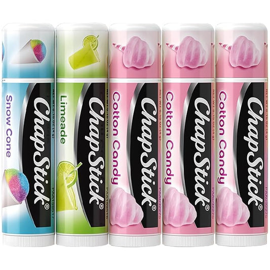ChapStick Lip Balm, Vacation Getaway Collection (Snow Cone, Limeade, and Cotton Candy) + 2 Cotton Candy, 0.15 Oz Ea (5 Piece Set)-VivaGrace Women