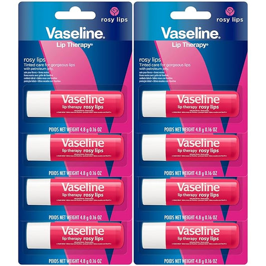 Vaseline Lip Therapy Rosy Lips - Hydrating Lip Balm Pack, Vaseline Stick, Lip Moisturizer for Dry Lips, 0.16 Oz Each (Pack of 8)-VivaGrace Women
