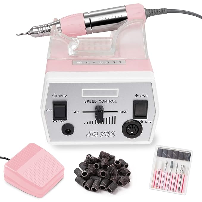 Makartt Nail Drill - Portable Electric Nail File Machine Geneviere E File Pink JD700 Professional 30000RPM Manicure Drill for Acrylic Nails Poly Nail Gel Polish Beauty Gift-VivaGrace Women