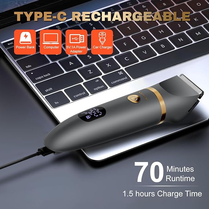 Body Trimmer for Men Ball Pubic Hair Trimmer Body Foil Shaver Razor Nose Ear Waterproof Wet Dry Groomer LED Display-VivaGrace Women