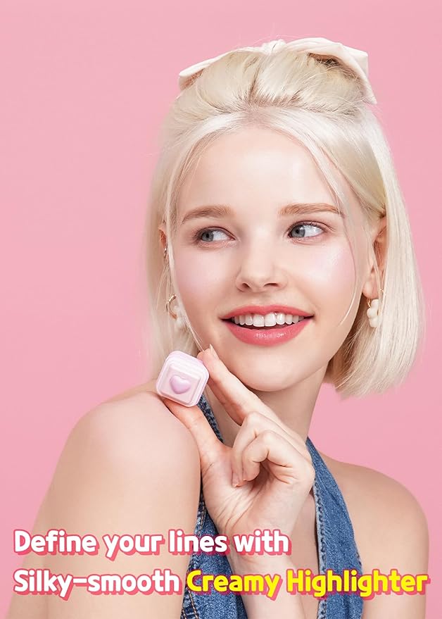 COLORGRAM Milk Bling Heartlighter 01 Peach Heart | Silky Smooth Versatile Creamy Highlighter with Shimmery Finish, Soft and Natural Glow Perfect for Daily Makeup-VivaGrace Women