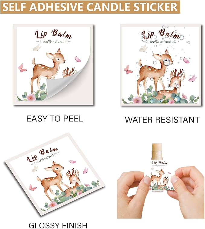 CRASPIRE 80Pcs 8 Styles Lip Balm Sticker Animals Self-Adhesive Cartoon Monkey Lion Homemade Lip Balm Containers Labels Vintage Square DIY Label Paper Sticker for Woman Cosmetics Lipsticks Decor-VivaGrace Women