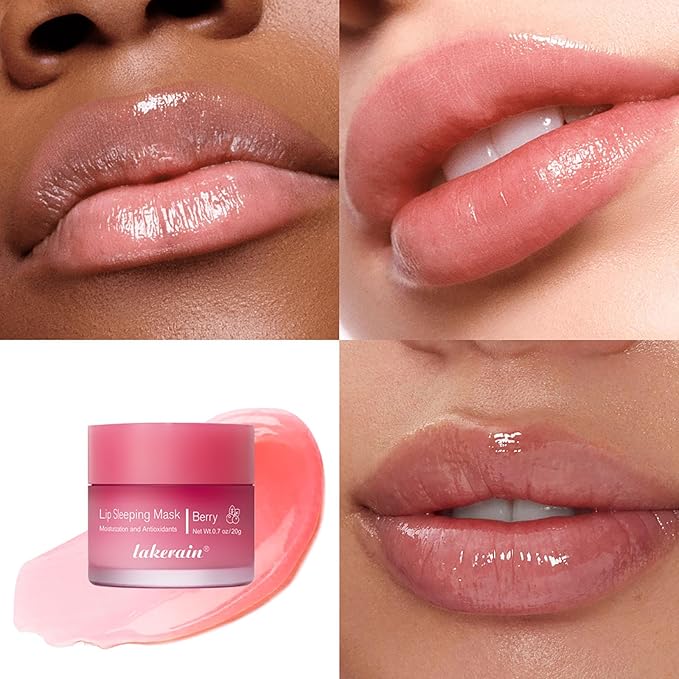 Lip Mask Sleeping,Nourish Hydrate Lip Mask,Lip Oil,Lip Balm, Lip Skin Care,Hydrating, Moisturizing Lip Lines Night Sleep Anti-chapped Lip Cream (Berry)-VivaGrace Women