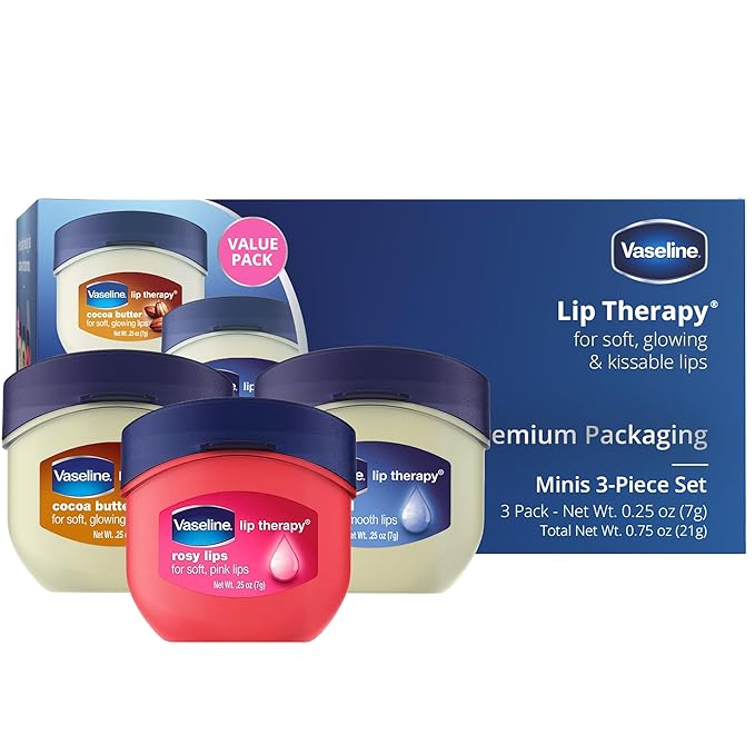 Vaseline Lip Therapy 0.25 Oz / 7g 3 Pack Bundle - Original, Rosy Lips & Cocoa Butter-VivaGrace Women