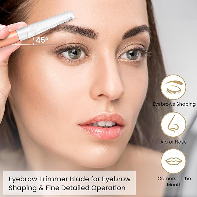 Dermaplaning Tool for Face Exfoliation, with 20 Replaceable Blades, Facial Shaver/Eyebrow Razor, Peach Fuzz Removal Eyebrow Shaper for Women, Easy to Use Dermaplaner Help Exfoliate and Smooth Skin-VivaGrace Women