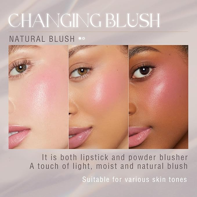 2PCS Color Changing Blush Stick for Cheeks Makeup,Clear Blush PH Temperature Change Magic Pink Cream Blusher Waterproof Multi-Use Lips and Face Tint,Matte Finish Natural Lightweight Jelly-VivaGrace Women