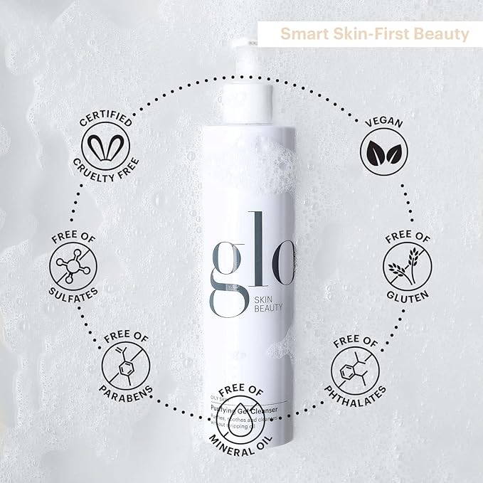 Glo Skin Beauty Purifying Gel Cleanser - Salicylic Acid + Niacinamide Face Wash Balances Skin, Targets Clogged Pores, Excess Oil & Breakouts - Gently Exfoliates & Minimizes Appearance of Fine Lines-VivaGrace Women