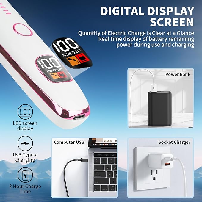 2025 Rechargeable Nose and Ear Hair Trimmer with LED Dispaly for Women Men,4 in 1 Painless Eyebrow & Facial Hair Trimmer with Powerful Motor,Ladies Wet & Dry Electric Razor (White)-VivaGrace Women