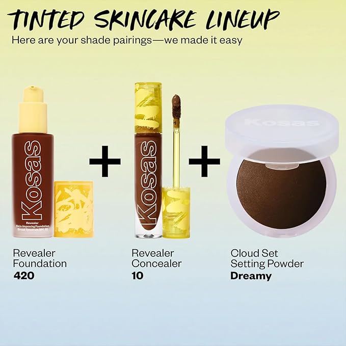 Kosas Revealer Skin-Improving Foundation with SPF 25 Protection - Hydrate, Brighten, Soothe, Plump, Protect Skin - Smoothing Texture, Natural Finish and Clean Formula - Rich Deep Cool 420-VivaGrace Women