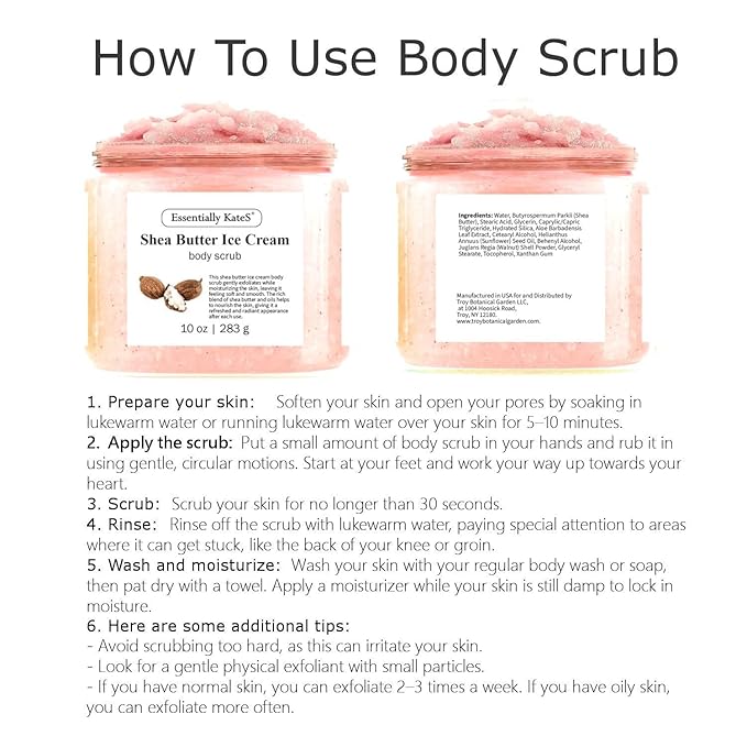 Shea Butter Ice Cream Body & Foot Scrubs 10 Oz - a Soft Serve Texture with a Nice soothing and Moisturizing Effect. Scent is Beautiful - The best stocking stuffer.-VivaGrace Women