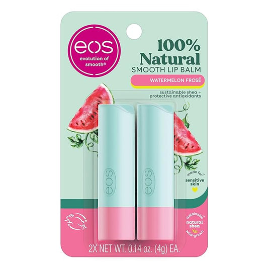 eos 100% Natural Lip Balm, Watermelon Frosé, All-Day Moisture, Lip Care Products, 0.14 oz, 2-Pack-VivaGrace Women