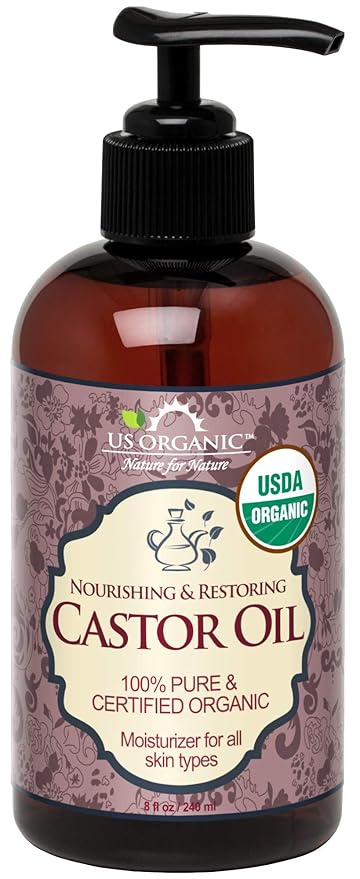US Organic Castor Oil, USDA Certified Organic,Expeller Pressed, Hexane Free, 100% Pure & Natural moisturizing and emollient properties, For Skin, Hair Care, Eyelashes, DIY projects (8 oz (240 ml))-VivaGrace Women