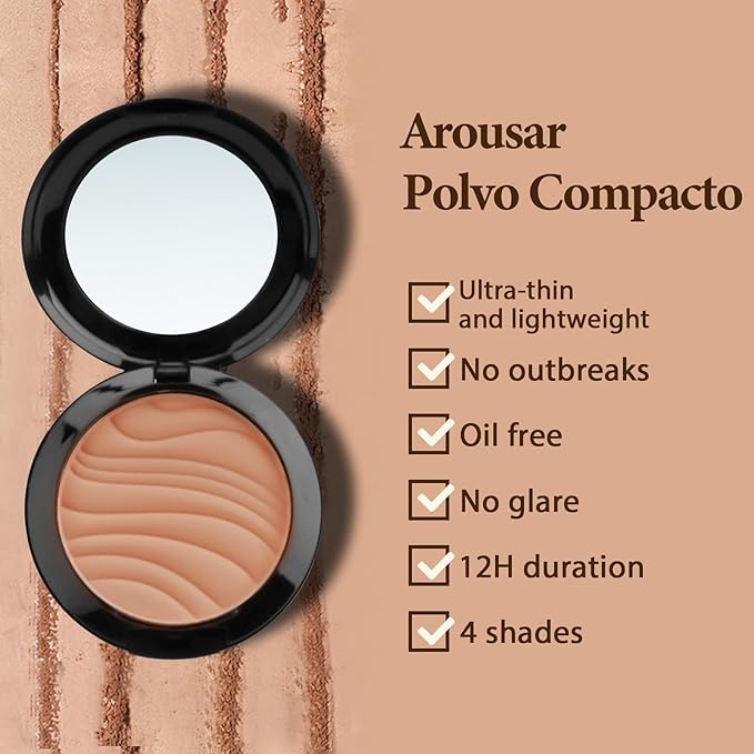 Pressed Face Powder, Flawless and Oil Control Pressed Setting Powder, Long Lasting Matte Finish 5# CARAMEL 05-VivaGrace Women
