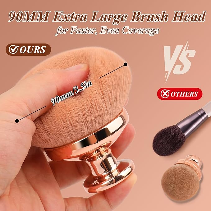 Blend & Blur Extra Large Body Makeup Brush for Self Tanner,GloréBrochas Leg Makeup & Bronzer Self Tan Applicator, 90MM Wide Round Head Kabuki Brush For Application (Rose-Gold)-VivaGrace Women