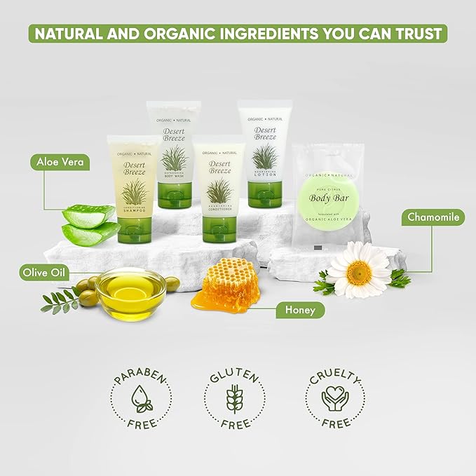 Desert Breeze | 1-Shoppe All-In-Kit | Hotel Size Amenities Set | Hotel/AirBnB/VRBO/Vacation Rental Soap Set | (75 pcs)-VivaGrace Women