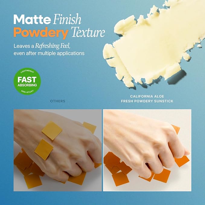 Nature Republic California Aloe Fresh Powdery Sun Stick Broad Spectrum SPF50+ | Korean Sunscreen Travel Size Suncare Sunblock, No Whitecast, non-sticky, Water resistant-VivaGrace Women