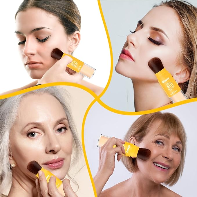 Mineral Sunscreen Setting Powder, SPF 35, Translucent Setting Brush Powder for Face, Long Lasting Oil Control Matte Loose Powder, Lightweight, Breathable (02# Medium)-VivaGrace Women