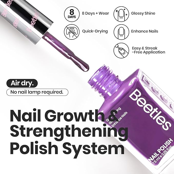 Beetles Nail Polish Set, 6 Colors Jelly Nail Polish Kit Pink Red Black Blue Green Purple Sheer Jelly Quick Dry Fingernail Polish Syrup Nails Enchanted Night Gifts for Women Salon DIY Manicure Kit