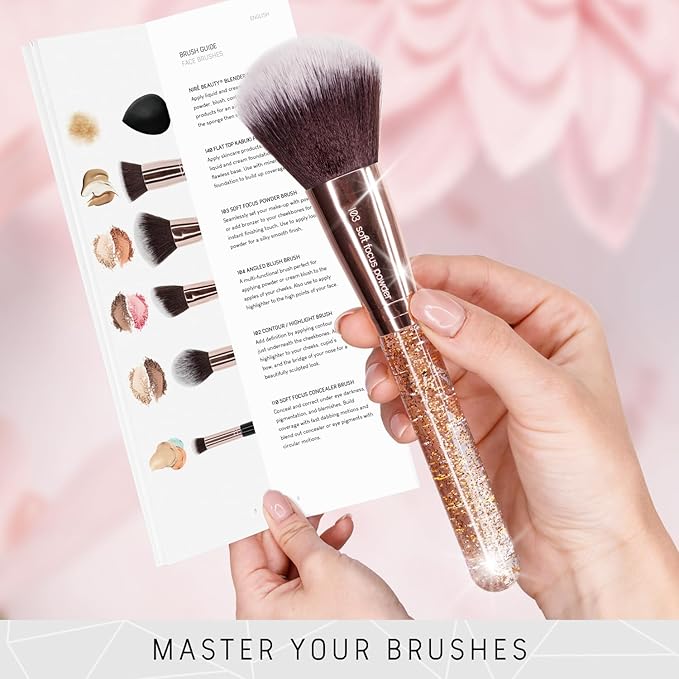 Niré Beauty 15piece Award Winning Glitter Makeup Brushes: Cute Makeup Brushes Set with Case, Beauty Blender, Cleaner, Guide, Gift Box-VivaGrace Women