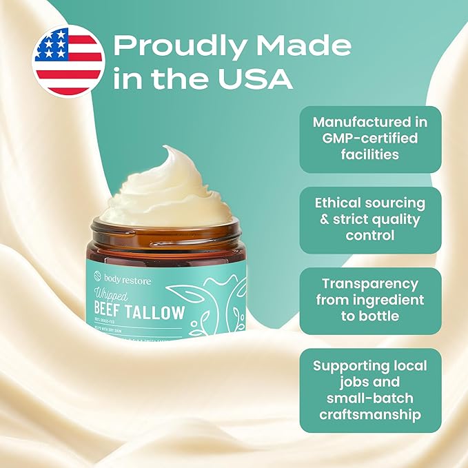 Body Restore Grass Fed Whipped Beef Tallow for Skin, Face, Body, Dry Skin - with Manuka Honey, Jojoba Oil, Birthday Gifts for Women, Men, Travel Essentials, Self Care - Eucalyptus-VivaGrace Women