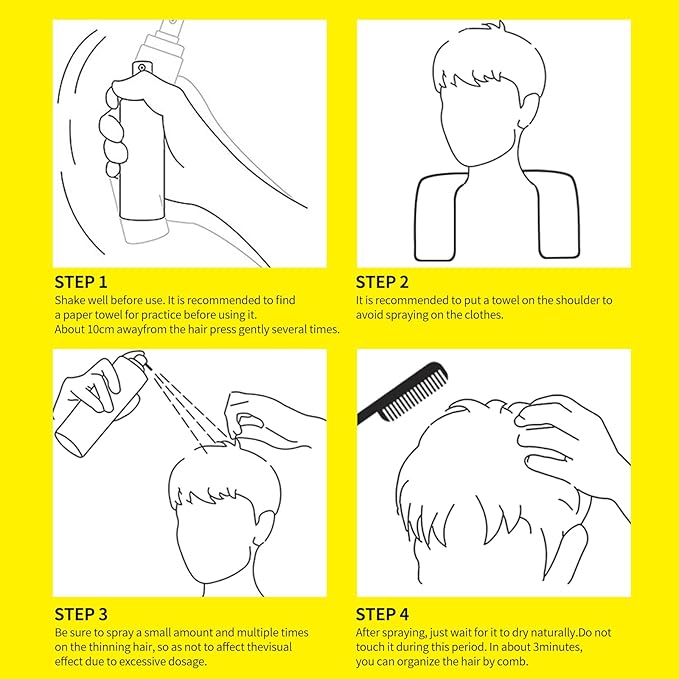 Sevich Hair Fiber Spray - Instant Hair Thickening Powder for Men & Women, Hair Building Fibers for Thinning Hair, Root Touch Up Hair Color, Waterproof, Sweatproof, Natural Look,80ml Black-VivaGrace Women