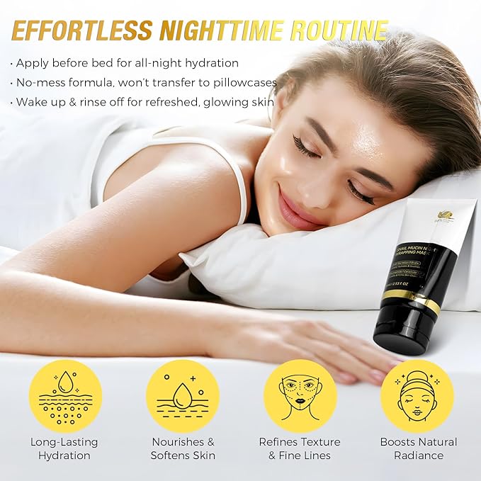 9000PPM Snail Mucin Overnight Wrapping Peel Off Mask for Intensive Hydrating, Skin Barrier Repairing, Reducing Sagging/Wrinkles/Fine Lines, 2.53 Oz/75 ML-VivaGrace Women