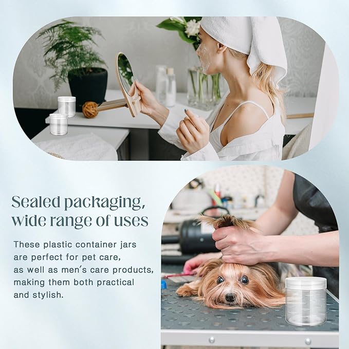 SATINIOR 24 Pieces Empty Clear Plastic Jars with Lids Round Storage Containers Wide Mouth for Beauty Product Cosmetic Cream Lotion Liquid Butter Craft and Food (Clear Lid,16 oz)-VivaGrace Women