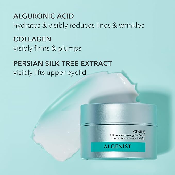 Algenist GENIUS Ultimate Anti-Aging Eye Cream - Firming Under Eye Cream with Vegan Collagen + Microalgae Oil - Helps to Visibly Plump, Smooth and Restore Radiance To Delicate Eye Area (15ml)-VivaGrace Women