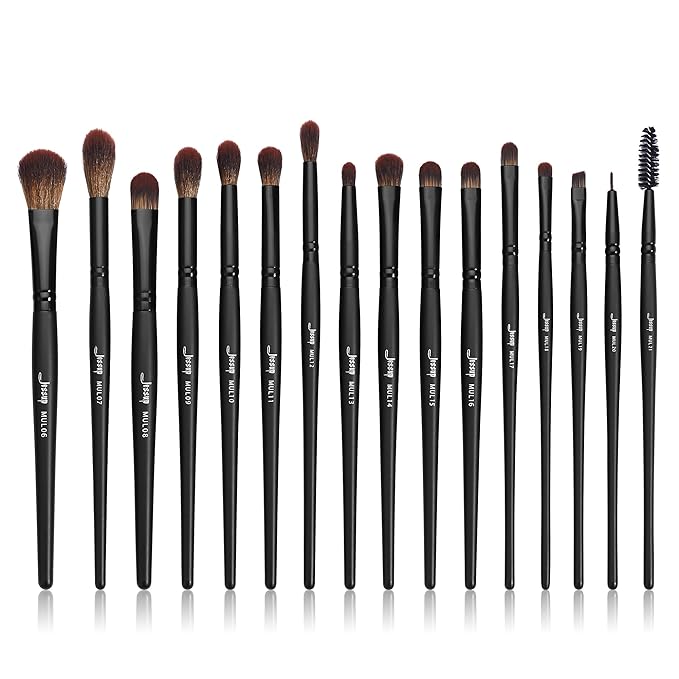 Jessup Eye Brushes Set, Vegan Makeup Brushes with Concealer Powder Eyeshadow Blending Eyeliner Spoolie Brush, 16pcs Premium Synthetic Black Cosmetic Brush T272-VivaGrace Women