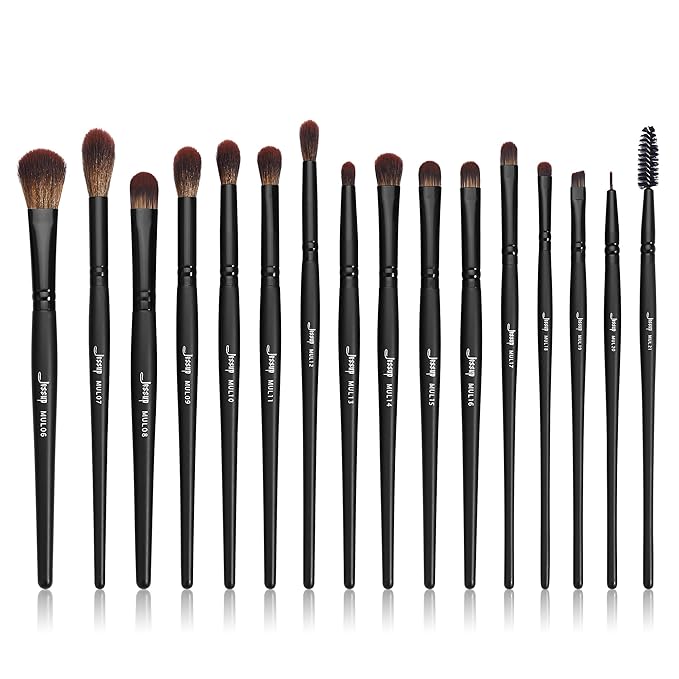 Jessup Eye Brushes Set, Vegan Makeup Brushes with Concealer Powder Eyeshadow Blending Eyeliner Spoolie Brush, 16pcs Premium Synthetic Black Cosmetic Brush T272-VivaGrace Women
