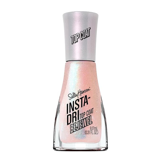 Sally Hansen Insta-Dri, Bejewel Top Coat, Quick Dry, Long Lasting, Sheer, Shimmery Pink Nail Polish