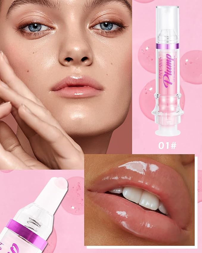 Lip Plumping Booster Lip Gloss, Glossy Lip Tinted Stain, High-Shine Smooth Fuller Lips, Hydrating & Volumizes Lip Oil Lip Glaze, Plump and Pout Plumper Lipstick, Christmas Makeup Gift for Women-01#-VivaGrace Women