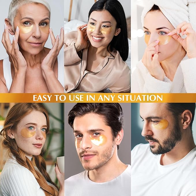 Enaskin Naturals Under Eye Patches Dark Circles Under Eye Masks for Puffiness - 24K Gold Eye Gel Pads Retinol Collagen Hyaluronic Acid Moisturizing & Reducing Wrinkles (24K Gold)-VivaGrace Women
