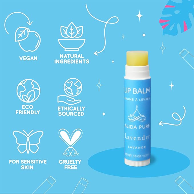 Lavender Lip Balm, Cruelty Free, Vegan Lip Balm Set, Beeswax Free, with Avocado Oil, Organic Jojoba Oil, and Vitamin E, Natural Moisturizer for Dry, Chapped, or Cracked Lips, 3 Tube Set-VivaGrace Women