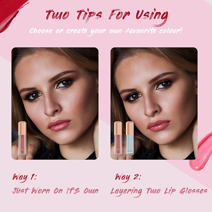 Color Nymph 16 PCS Lip Glosses Collection, Shimmery Lip Glosses for Women and Girls, Long Lasting Color Lip Gloss Set with Rich Varied Colors (Iridescent Pink)-VivaGrace Women