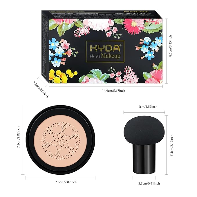 Ownest Mushroom Head Air Cushion BB Cream, Concealer Lasting Nude Makeup Moisturizing Pigment CC Liquid Foundation, Even Skin Tone Makeup Base Primer-Buff Beige-VivaGrace Women