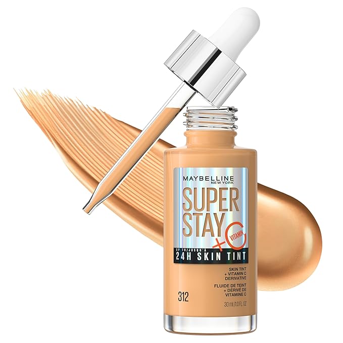 Maybelline Super Stay Up to 24HR Skin Tint, Radiant Light-to-Medium Coverage Foundation, Makeup Infused With Vitamin C, 312, 1 Count-VivaGrace Women