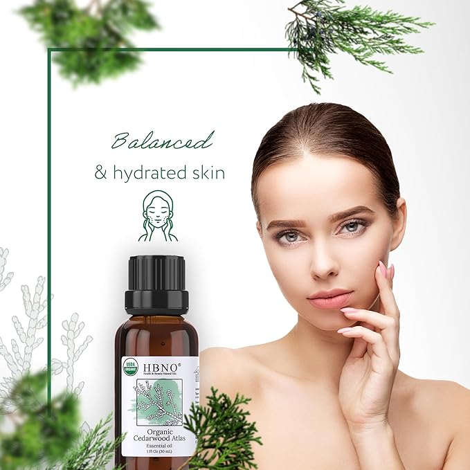 HBNO California Bottled Organic Cedarwood Essential Oil 1 fl oz (30ml) - USDA Certified Organic Cedarwood Essential Oil for Aromatherapy, Soap Making, DIY, Fragrances, Diffuser-VivaGrace Women
