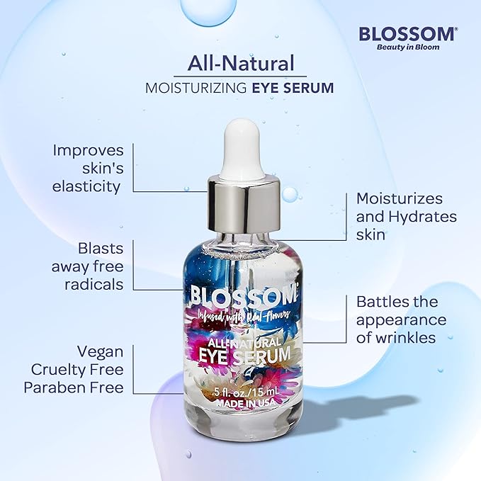 Blossom All Natural Organic Cruelty Free Moisturizing Eye Serum with Essential Oils, Infused with Real Flowers, Made in USA, 0.5 fl. oz./15ml, Winter Wonderland-VivaGrace Women