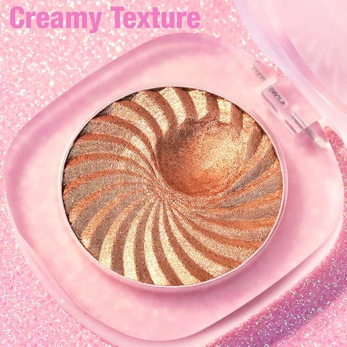 Cream Highlighter Makeup Palette, Glow Highlighters Makeup Powder, Suit for Cheeks, Body, Eyeshadow, Silver Light Pink Rose Gold Purple Champagne, Vegan, Talc Free (06)-VivaGrace Women