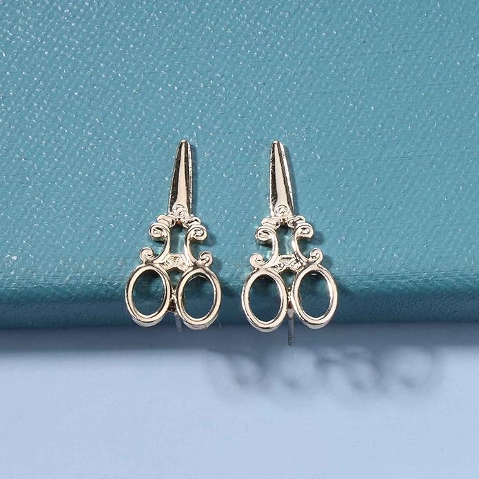 Punk Scissors Stud Earrings Gold Barber Earrings Minimalist Petite Earrings Personalized Earrings for Women and Girls Hair Stylist Gifts-VivaGrace Women