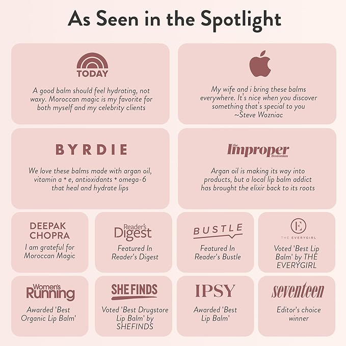 Moroccan Magic Organic Unscented Lip Balm 3 Pack | Ultra-Hydrating Argan Oil Lip Moisturizer + Vitamin E | Natural Chapstick for Dry Lips | Smooth, Non-Toxic | Organic Lip Balm-VivaGrace Women