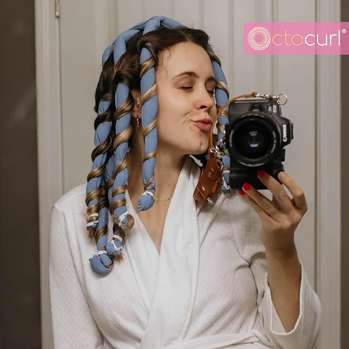 Octocurl Heatless Hair Curler - No Headband Octopus Curler - Overnight Curls for Medium Length Hair (Satin - Jade)