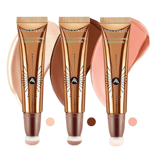 3PCS,Contour Stick bronzer,Liquid Blush,Highlighter,Long Lasting Smooth Lightweight Beauty Wand Set,Vegan & Cruelty-Free (01+02+05, 1.27fl oz)-VivaGrace Women
